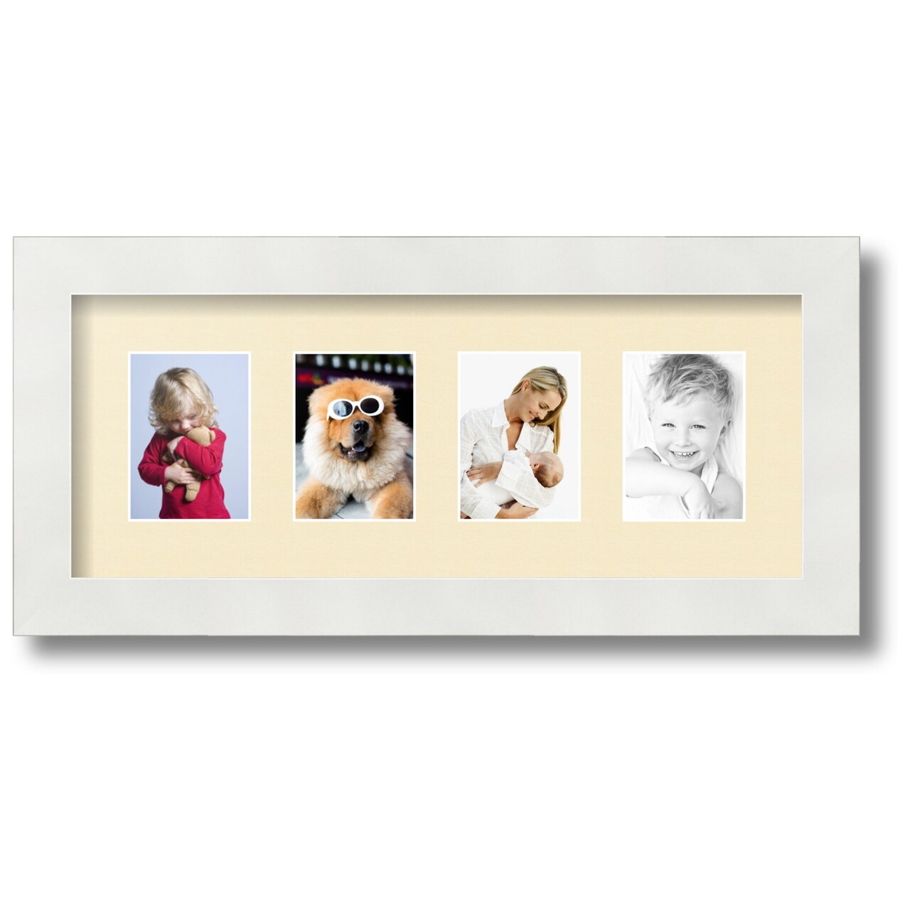 ArtToFrames Collage Photo Picture Frame with 4 - 2.5x3.5 inch Openings, Framed in White with Over 62 Mat Color Options and Regular Glass (CSM-3966-20)